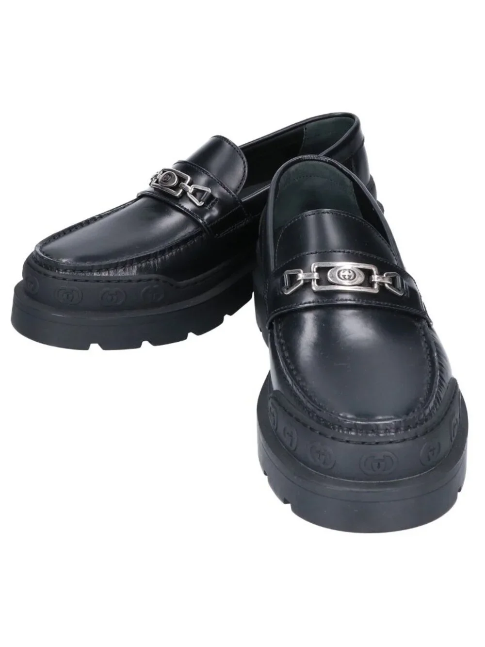 Gucci Black Leather Shirring Loafers 6.5